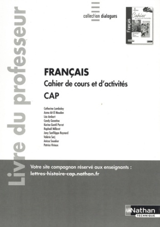 Français CAP Dialogues. Cahier de cours et d'activités, Livre du professeur, Edition 2020
