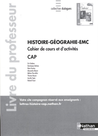 Histoire-Géographie-EMC CAP. Cahier de cours et d'activités - Livre du professeur, Edition 2020