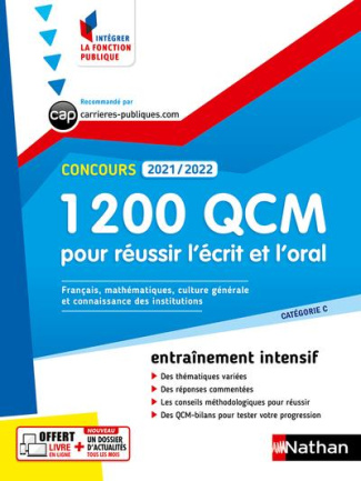 1 200 QCM pour réussir l'écrit et l'oral. Edition 2021-2022