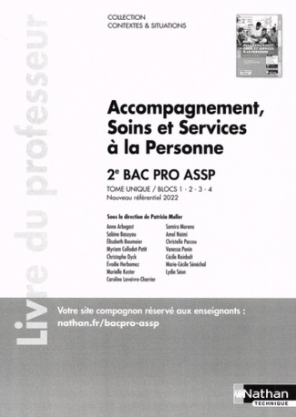 Accompagnement, soins et services à la personne 2e Bac Pro ASSP. Livre du professeur, Edition 2022