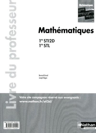 Mathématiques 1re STI2D et STL. Livre du professeur