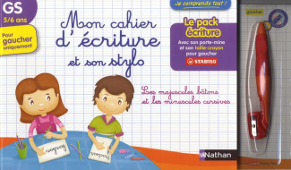 Cahier d'écriture - Grande section 5/6 ans. Avec son porte-mine et son taille-crayon pour gaucher