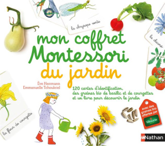 Mon coffret Montessori du jardin. 120 cartes d'identification, des graines bio de basilic et de cour