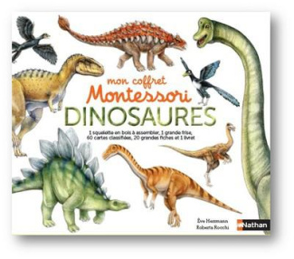 Dinosaures. Avec 1 squelette en bois à assembler, 1 grande frise, 60 cartes classifiées, 20 grandes