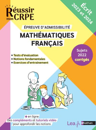 Mathématiques Français. Epreuve d'admissibilité. Ecrit, Edition 2023-2024