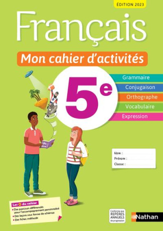 Français 5e Mon cahier d'activités. Edition 2023