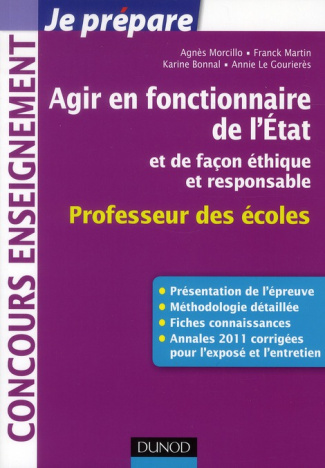 AGIR EN FONCTIONNAIRE DE L'ETAT ET DE FACON ETHIQUE ET RESPONSABLE - PROFESSEUR DES ECOLES - FICHES