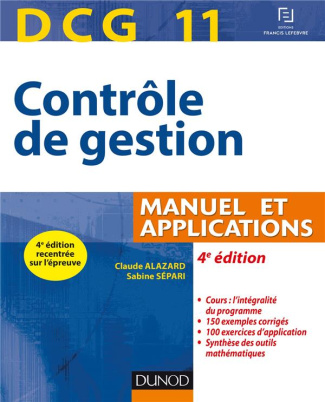 Contrôle de gestion DCG 11. Manuel et applications, 4e édition