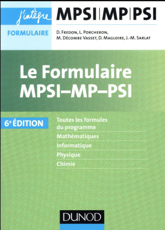 Le formulaire MPSI-MP-PSI. 6e édition