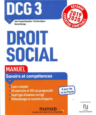 Droit social DCG 3. Manuel, Edition 2019-2020