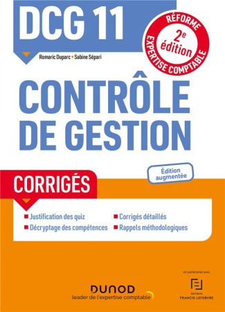 DCG 11 Contrôle de gestion. Corrigés, 2e édition