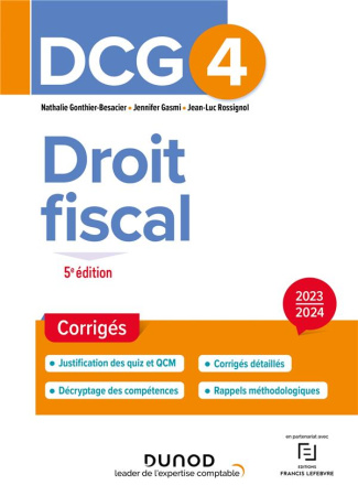 Droit fiscal DCG 4. Corrigés, Edition 2023-2024
