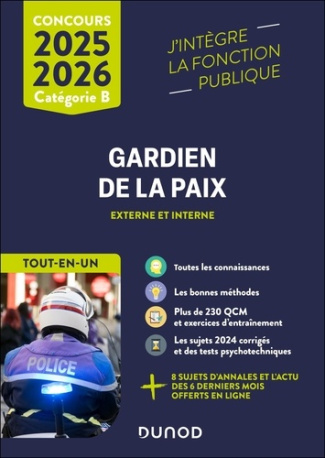 Concours Gardien de la paix Externe et interne. Catégorie B, Edition 2025-2026