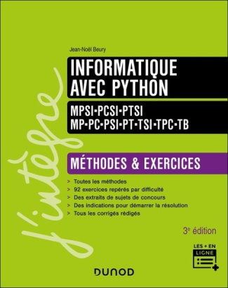 Informatique avec Python MPSI-PCSI-PTSI-MP-PC-PSI-PT-TSI-TPC-TB. Méthodes & exercices, 3e édition