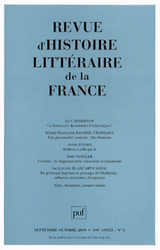 Revue d'histoire littéraire de la France N° 5, Septembre-octobre 2000