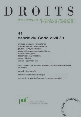 Droits N° 41/2005 : Esprit du Code civil. Tome 1