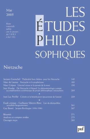 Les études philosophiques N° 2, Mai 2005 : Nietzsche