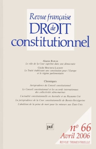 Revue française de Droit constitutionnel N° 66, Août 2006