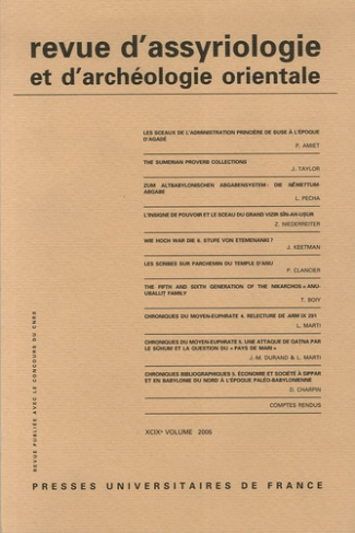 Revue d'assyriologie et d'archéologie orientale N° 99/2005