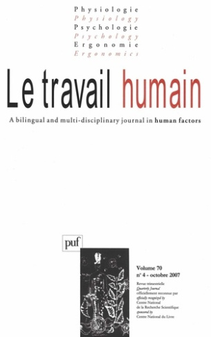 Le travail humain Volume 70 N° 4, Octobre 2007