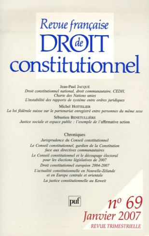 Revue française de Droit constitutionnel N° 69, 2007