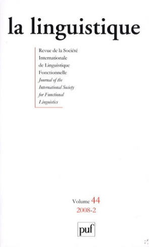 La linguistique Volume 44 N° 2/2008