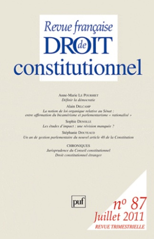 Revue française de Droit constitutionnel N° 87, juillet 2011
