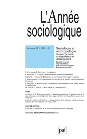 L'Année sociologique N° 62-1, 2012 : Sociologie et anthropologie. Convergences, croisements et disso