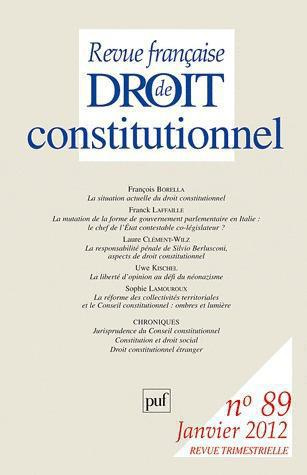 Revue française de Droit constitutionnel N° 89, Janvier 2012