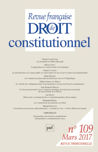 Revue française de Droit constitutionnel N°109, Mars 2017