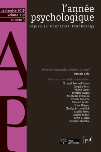 L'année psychologique Volume 119 N°3, septembre 2019