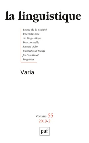 La linguistique N° 46, fascicule 2, 2019 : Varia