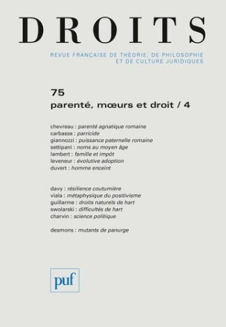 Droits N° 75/2022 : Parenté, moeurs et droit. Tome 4