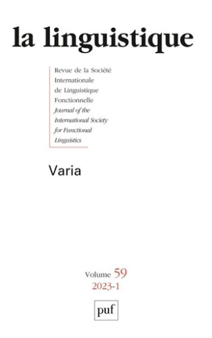 La linguistique N° 59, fascicule 1, 2023 : Varia