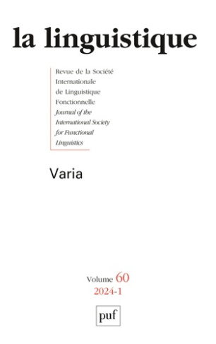 La linguistique N° 60, fasicule 1, 2024 : Varia