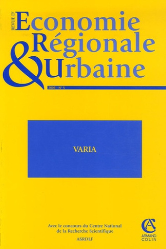 Revue d'économie régionale et urbaine N° 5, 2006