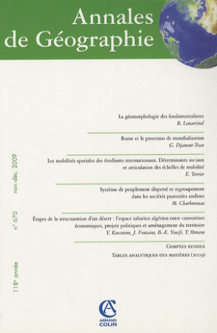 Annales de Géographie N° 670, Novembre-décembre 2009