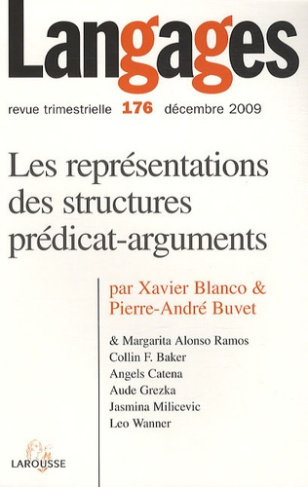 Langages N° 176, Décembre 2009 : Les représentations des structures prédicat-arguments