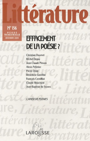 Littérature N°156 : Effacement de la poésie ?