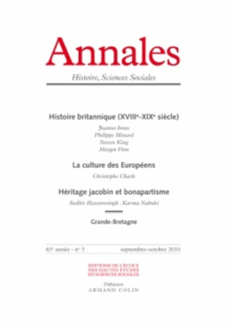 Annales Histoire, Sciences Sociales/5/Histoire britannique (XVIIIe-XIXe siècle) , La culture des Eur