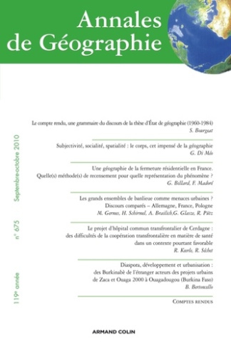 Annales de Géographie N° 675, septembre-octobre 2010