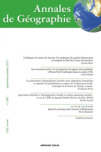 Annales de Géographie N° 681, septembre-octobre 2011