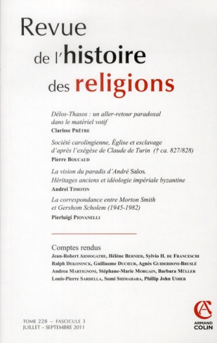Revue de l'histoire des religions Tome 228 N° 3, Juillet-septembre 2011