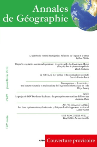 Annales de Géographie N° 689, janvier-février 2013