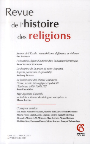 Revue de l'histoire des religions Tome 231 N° 1, Janvier-mars 2014