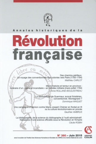 Annales historiques de la Révolution française N° 380, Juin 2015