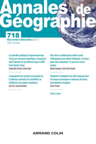 Annales de Géographie N° 718, novembre-décembre 2017