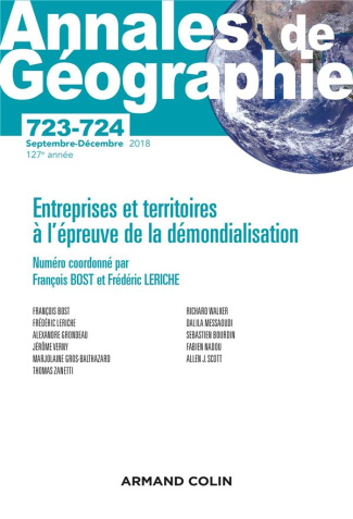 Annales de Géographie N° 723-724, septembre-décembre 2018 : Entreprises et territoires à l'épreuve d