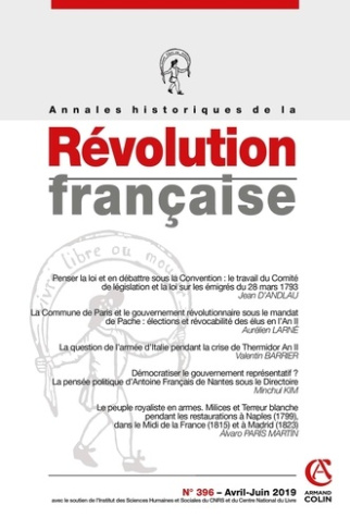 Annales historiques de la Révolution française N° 396, avril-juin 2019