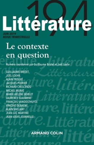Littérature N° 194, juin 2019 : Le contexte en question